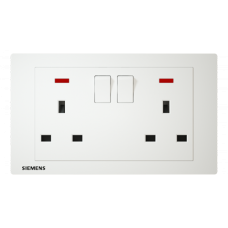 Siemens 5UB13233PC01 13A Twin Gang Switched Socket with neon Indicator (white)